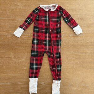 Bums and Roses Red Plaid Bamboo Zippy Size 12-18 months